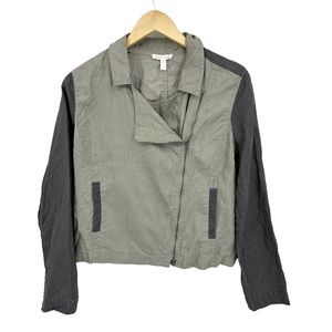 EILEEN FISHER Jacket 100% Organic Linen Moto Asymmetrical